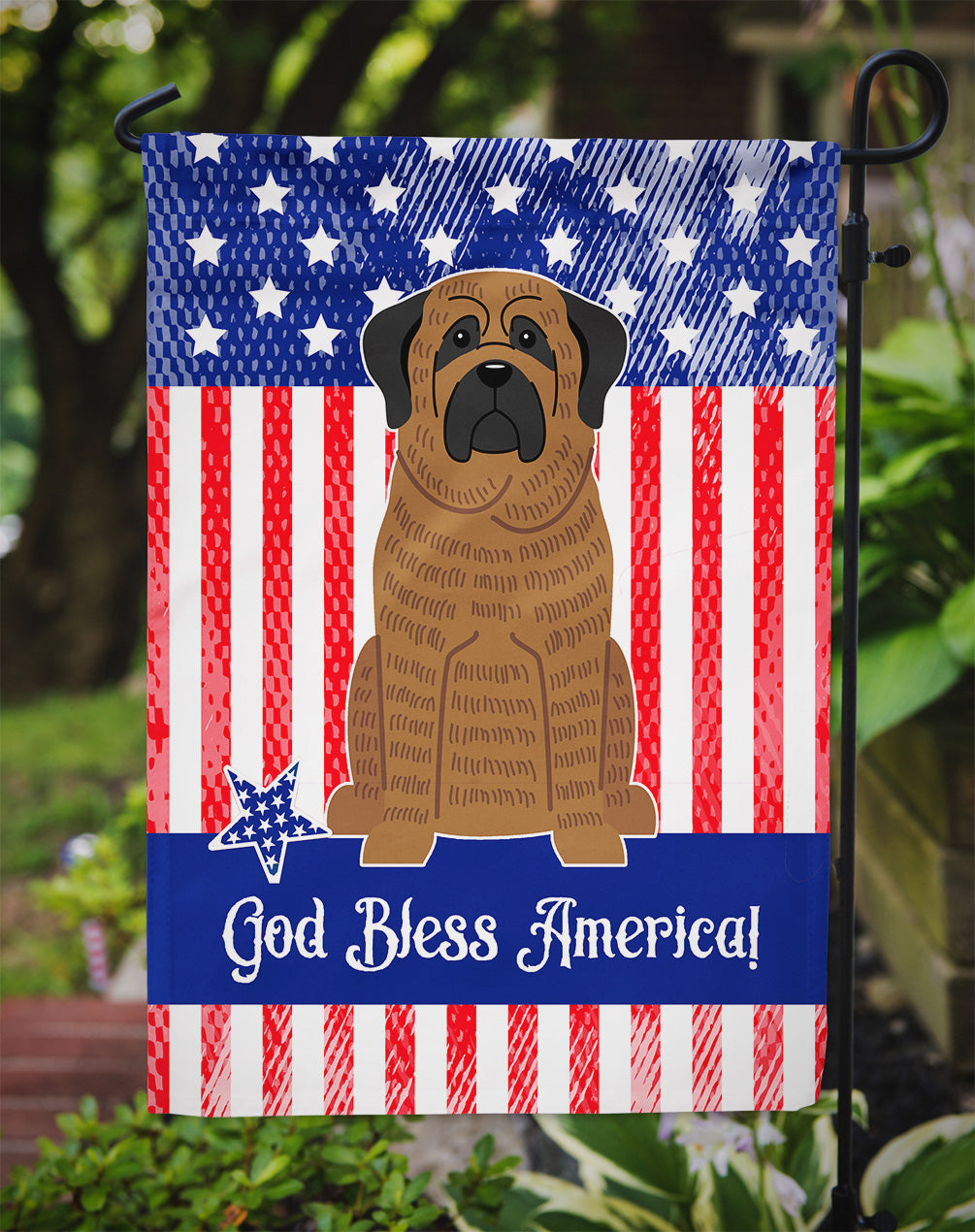 Patriotic USA Mastiff Brindle Garden Flag Mailbox Decorative Yard Banner Outside Patio Artwork for Flower Beds, Garden Size, Multicolor