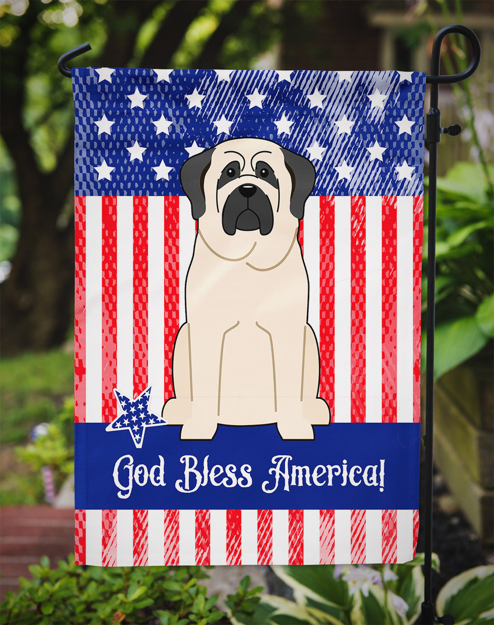 Patriotic USA Mastiff White Garden Flag Mailbox Decorative Yard Banner Outside Patio Artwork for Flower Beds, Garden Size, Multicolor