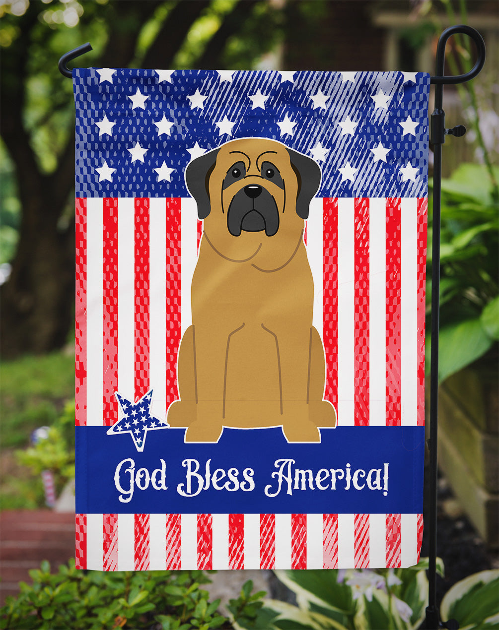 Patriotic USA Mastiff Garden Flag Mailbox Decorative Yard Banner Outside Patio Artwork for Flower Beds, Garden Size, Multicolor