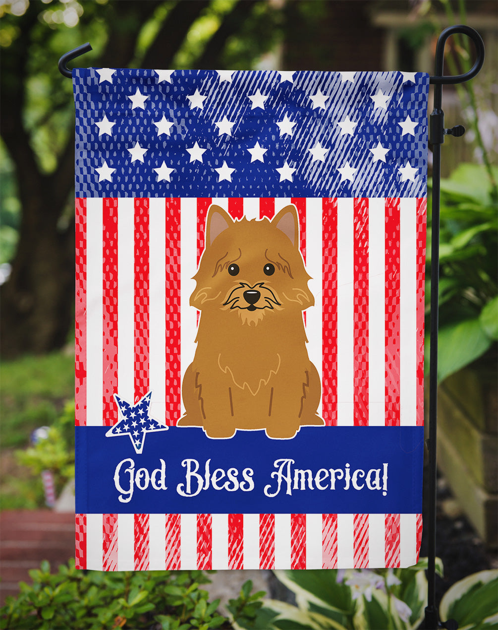 Patriotic USA Norwich Terrier Garden Flag Mailbox Decorative Yard Banner Outside Patio Artwork for Flower Beds, Garden Size, Multicolor