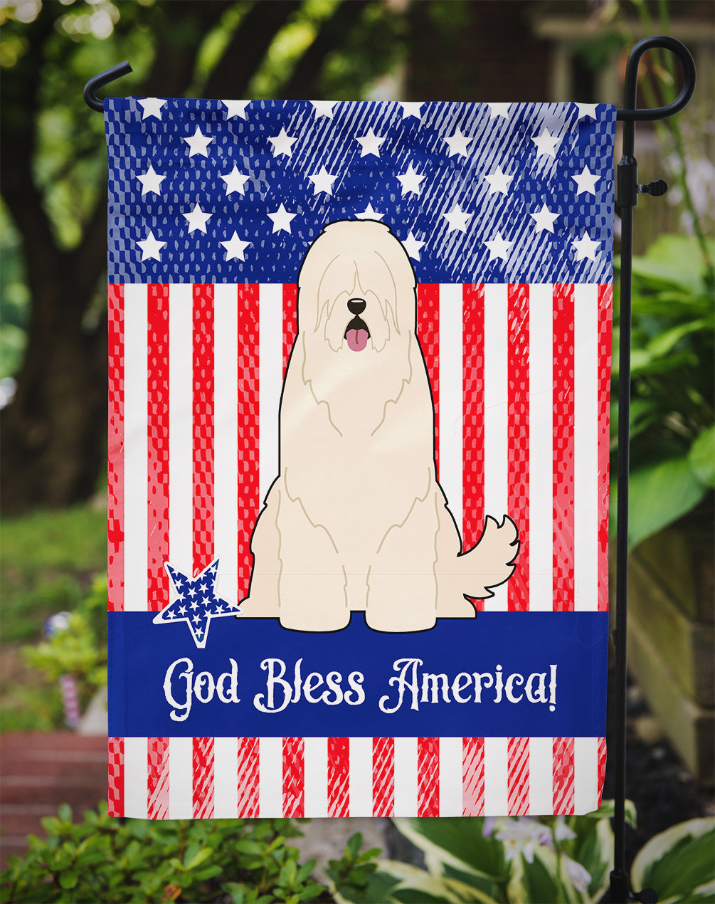 Patriotic USA South Russian Sheepdog Garden Flag Mailbox Decorative Yard Banner Outside Patio Artwork for Flower Beds, Garden Size, Multicolor