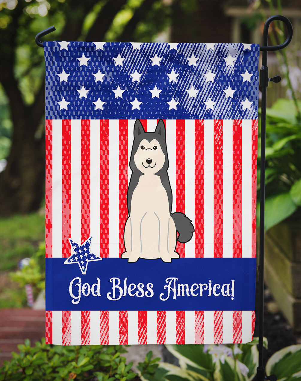 Patriotic USA West Siberian Laika Spitz Garden Flag Mailbox Decorative Yard Banner Outside Patio Artwork for Flower Beds, Garden Size, Multicolor