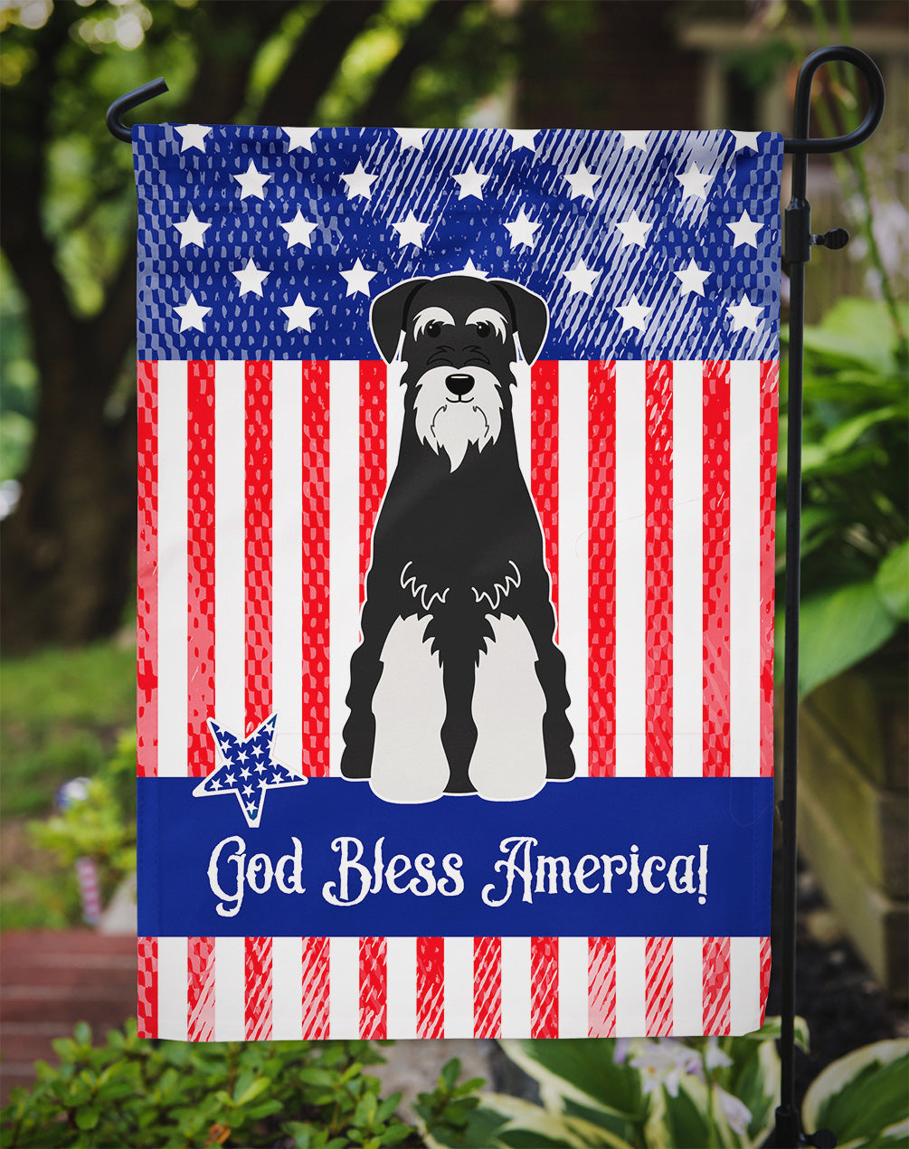 Patriotic USA Standard Schnauzer Salt and Pepper Garden Flag Mailbox Decorative Yard Banner Outside Patio Artwork for Flower Beds, Garden Size, Multicolor