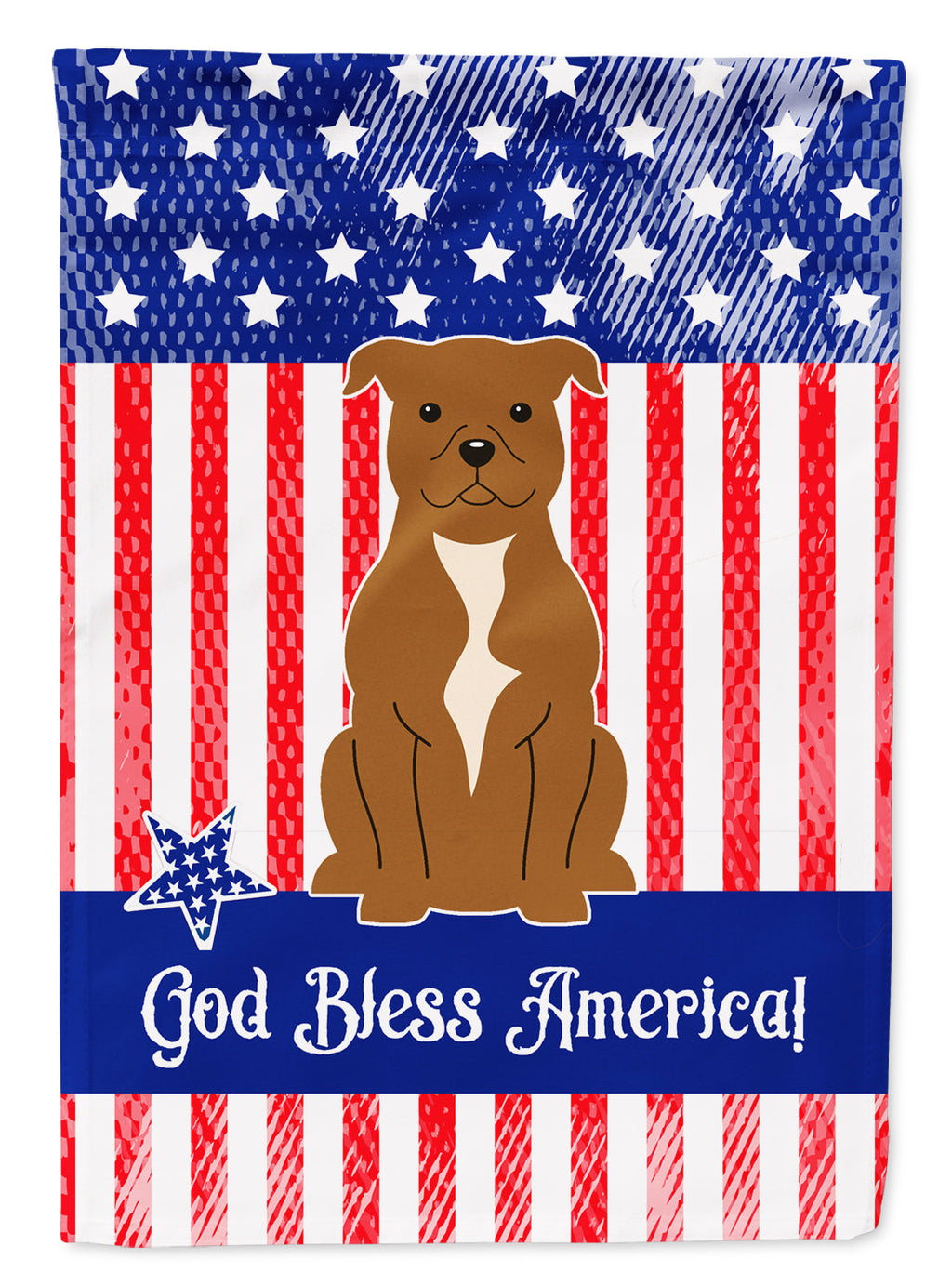 Patriotic USA Staffordshire Bull Terrier Brown Garden Flag Mailbox Decorative Yard Banner Outside Patio Artwork for Flower Beds, Garden Size, Multicolor