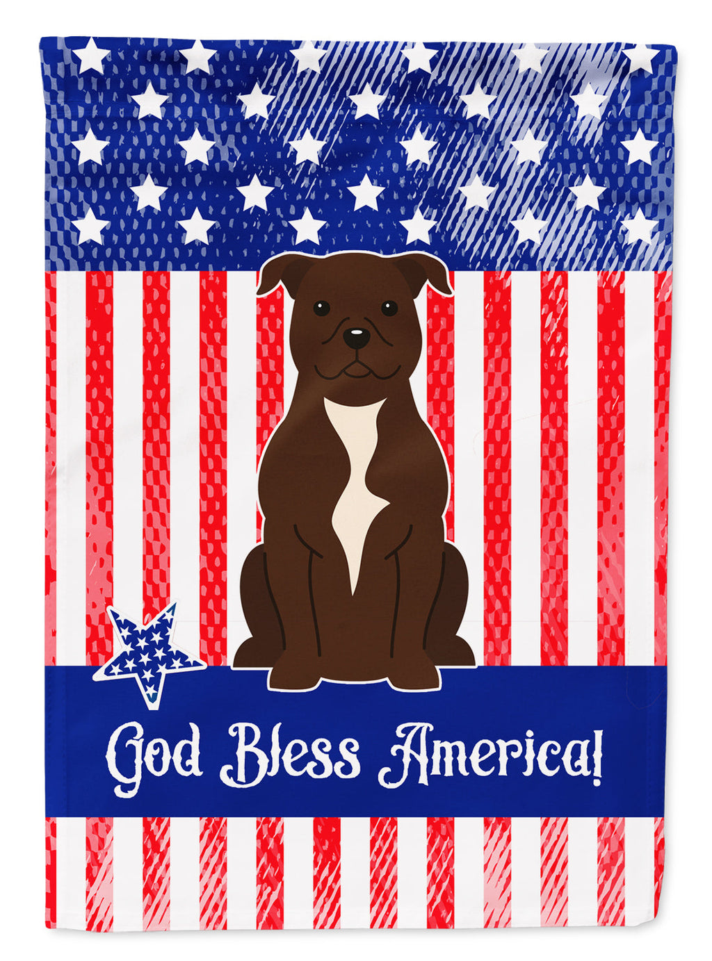 Patriotic USA Staffordshire Bull Terrier Chocolate Garden Flag Mailbox Decorative Yard Banner Outside Patio Artwork for Flower Beds, Garden Size, Multicolor