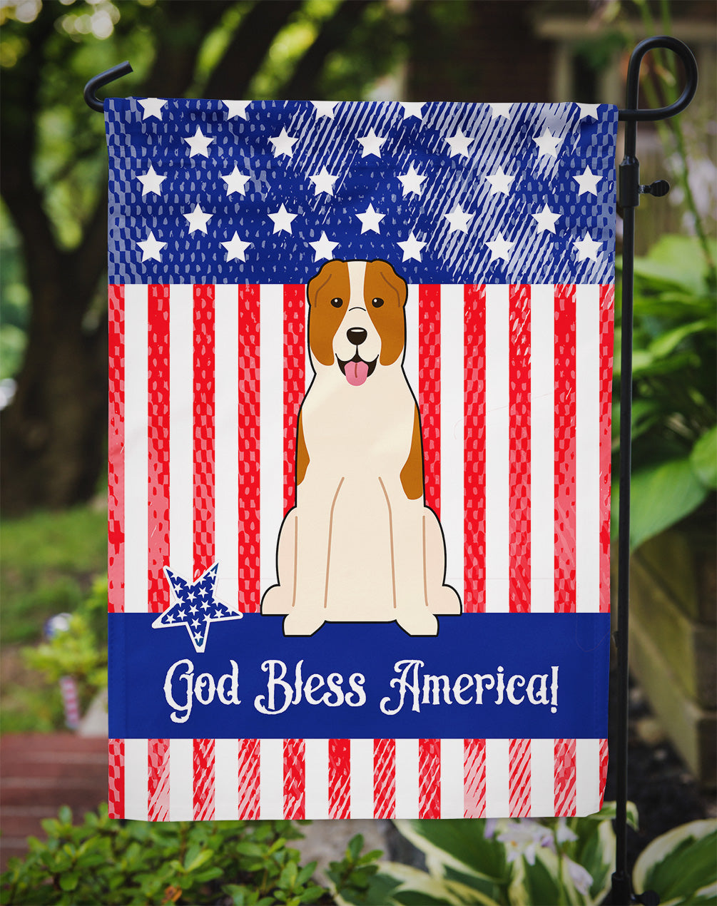 Patriotic USA Central Asian Shepherd Dog Garden Flag Mailbox Decorative Yard Banner Outside Patio Artwork for Flower Beds, Garden Size, Multicolor