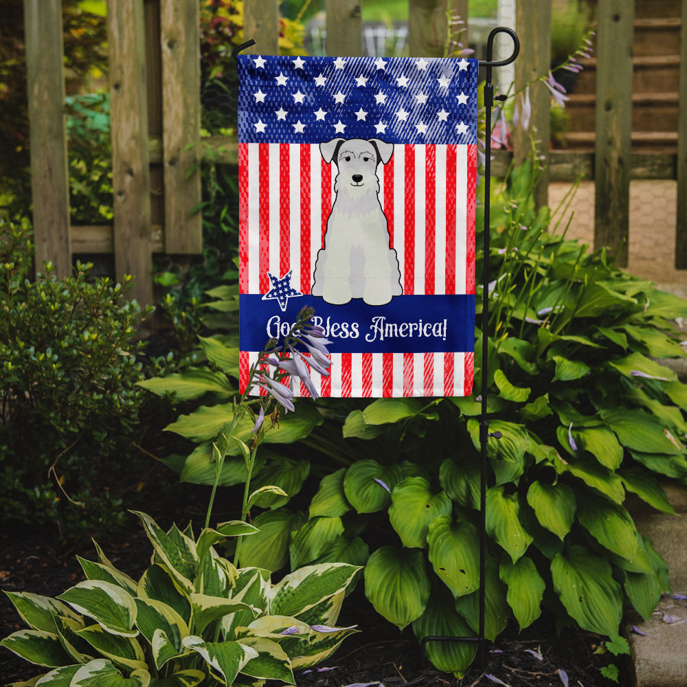 Patriotic USA Miniature Schnauzer White Garden Flag Mailbox Decorative Yard Banner Outside Patio Artwork for Flower Beds, Garden Size, Multicolor