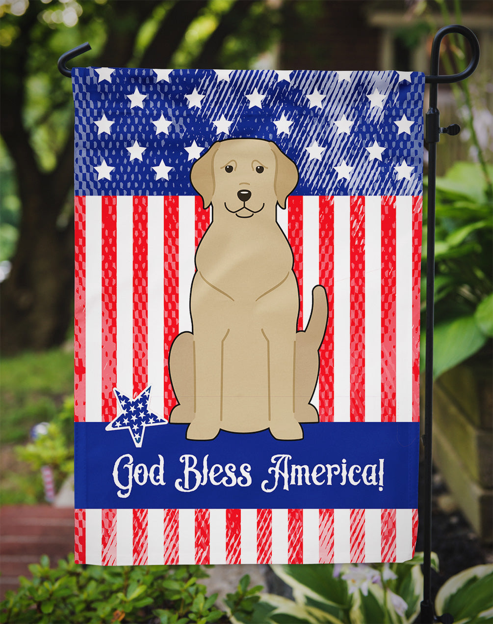 Patriotic USA Yellow Labrador Garden Flag Mailbox Decorative Yard Banner Outside Patio Artwork for Flower Beds, Garden Size, Multicolor