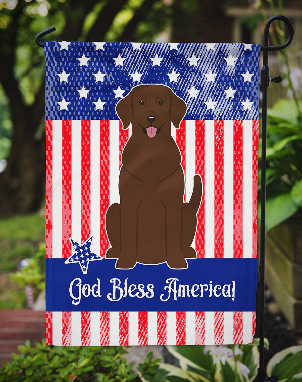 Patriotic USA Chocolate Labrador Garden Flag Mailbox Decorative Yard Banner Outside Patio Artwork for Flower Beds, Garden Size, Multicolor