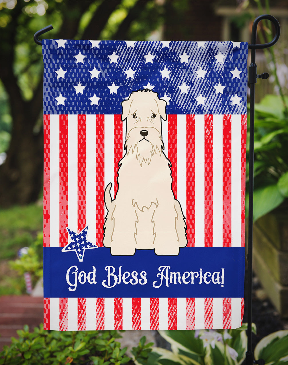 Patriotic USA Soft Coated Wheaten Terrier Garden Flag Mailbox Decorative Yard Banner Outside Patio Artwork for Flower Beds, Garden Size, Multicolor