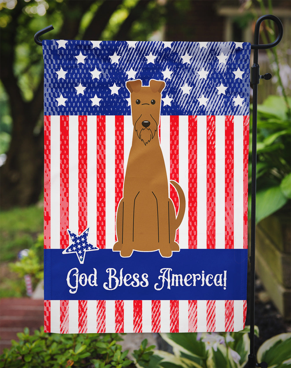 Patriotic USA Irish Terrier Garden Flag Mailbox Decorative Yard Banner Outside Patio Artwork for Flower Beds, Garden Size, Multicolor
