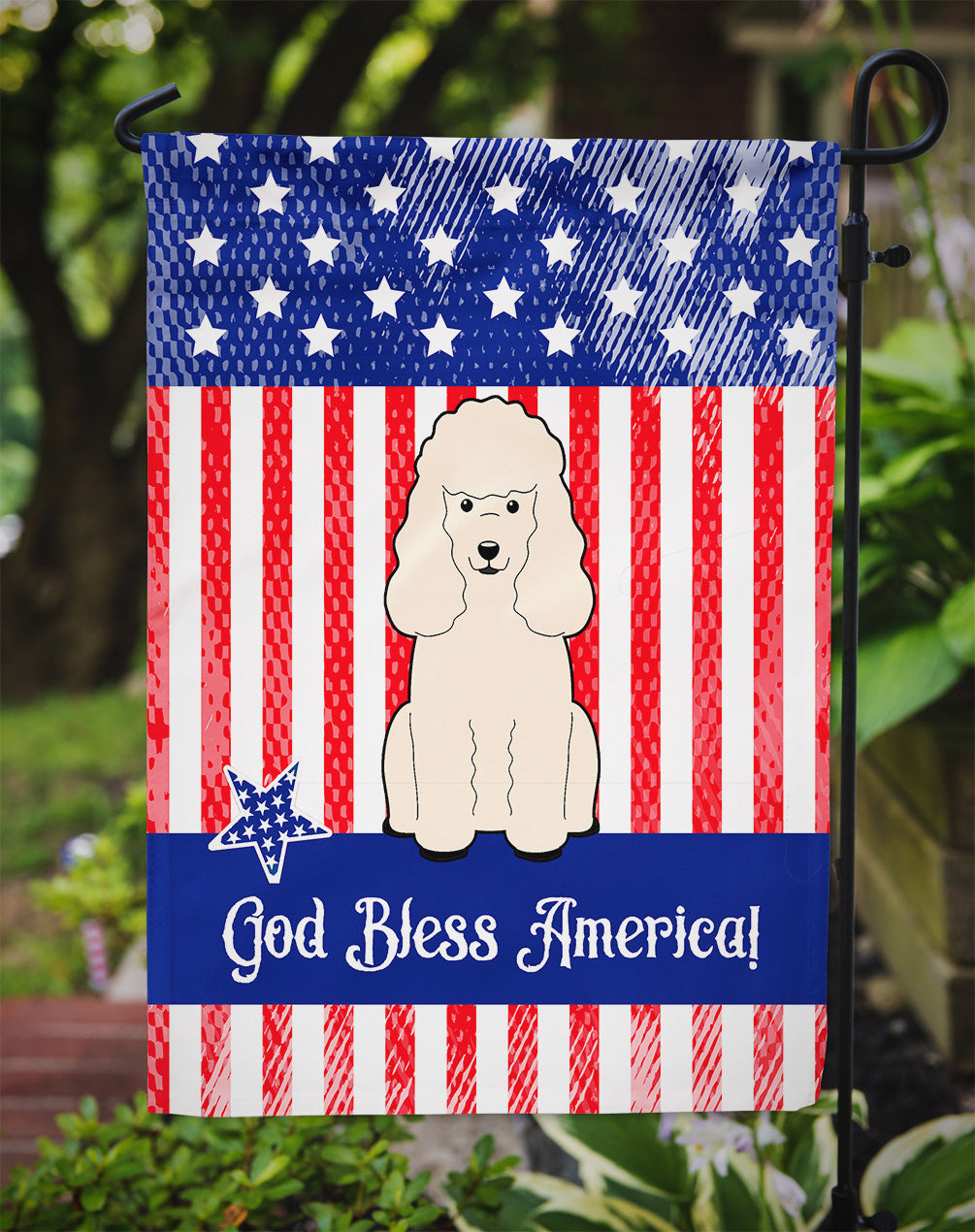 Patriotic USA Poodle White Garden Flag Mailbox Decorative Yard Banner Outside Patio Artwork for Flower Beds, Garden Size, Multicolor