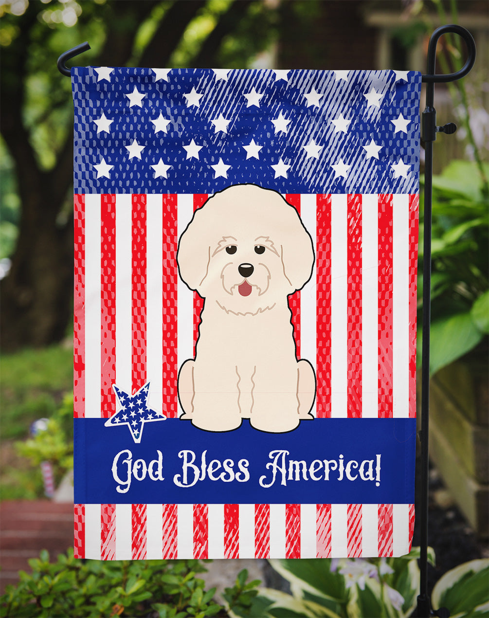 Patriotic USA Bichon Frise Garden Flag Mailbox Decorative Yard Banner Outside Patio Artwork for Flower Beds, Garden Size, Multicolor