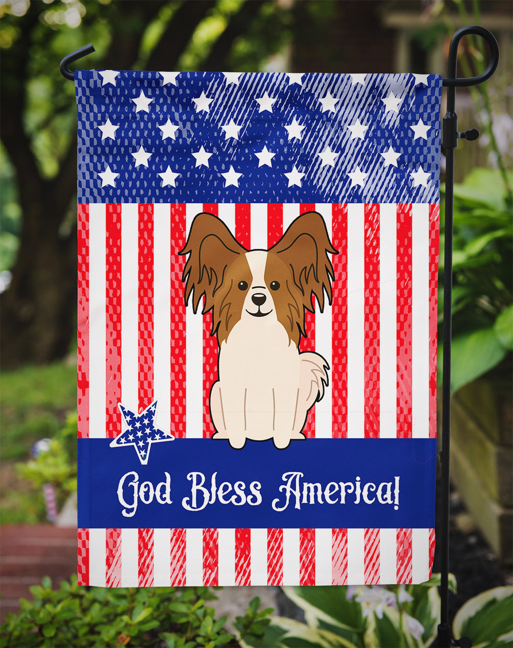 Patriotic USA Papillon Red White Garden Flag Mailbox Decorative Yard Banner Outside Patio Artwork for Flower Beds, Garden Size, Multicolor