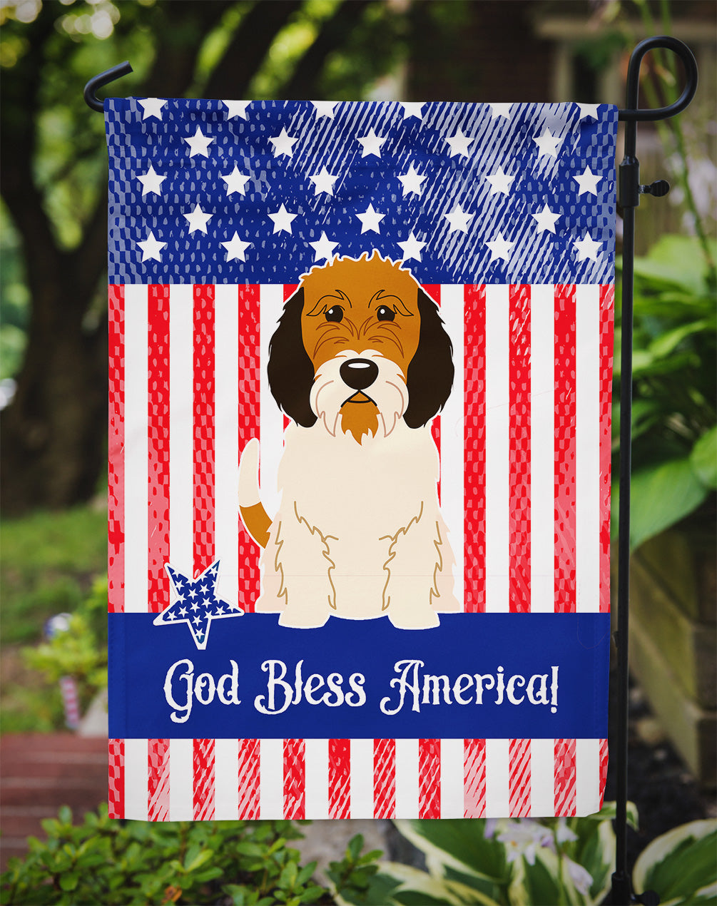 Patriotic USA Petit Basset Griffon Veenden Garden Flag Mailbox Decorative Yard Banner Outside Patio Artwork for Flower Beds, Garden Size, Multicolor