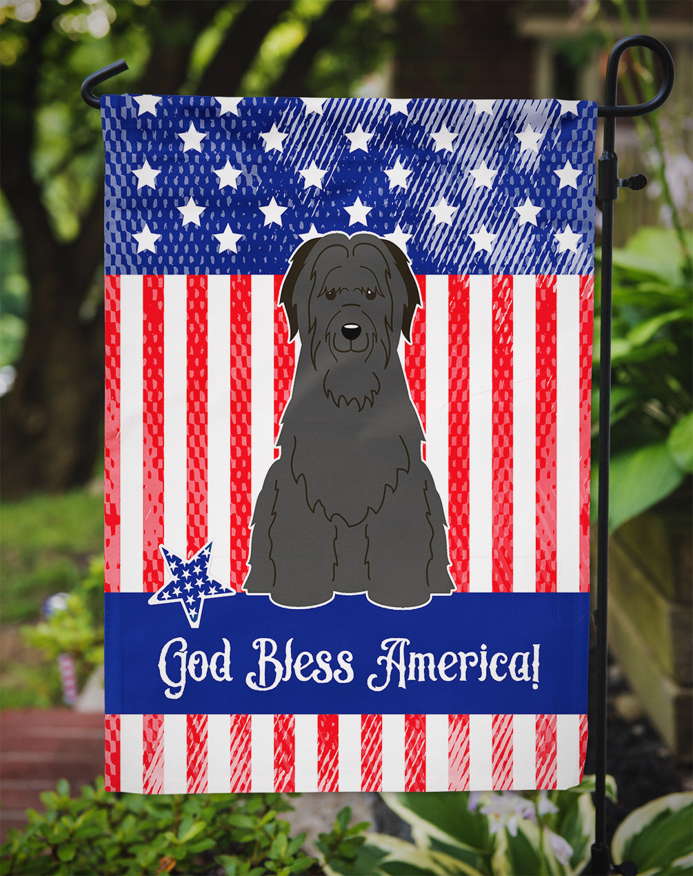 Patriotic USA Briard Black Garden Flag Mailbox Decorative Yard Banner Outside Patio Artwork for Flower Beds, Garden Size, Multicolor
