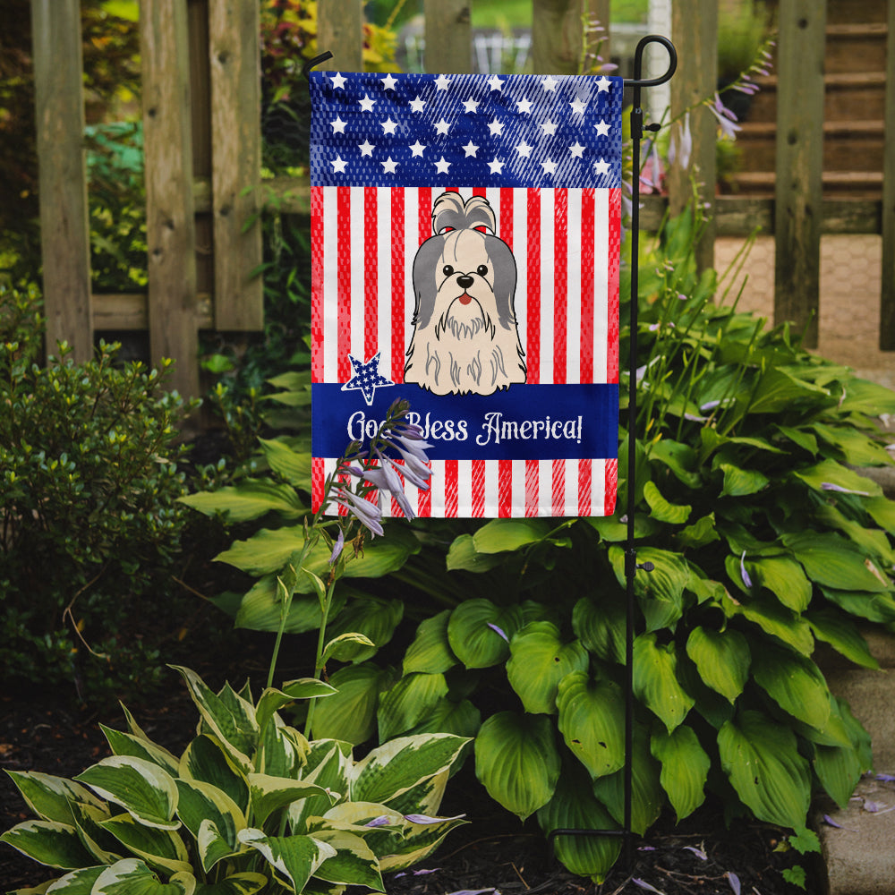 Patriotic USA Shih Tzu Silver White Garden Flag Mailbox Decorative Yard Banner Outside Patio Artwork for Flower Beds, Garden Size, Multicolor