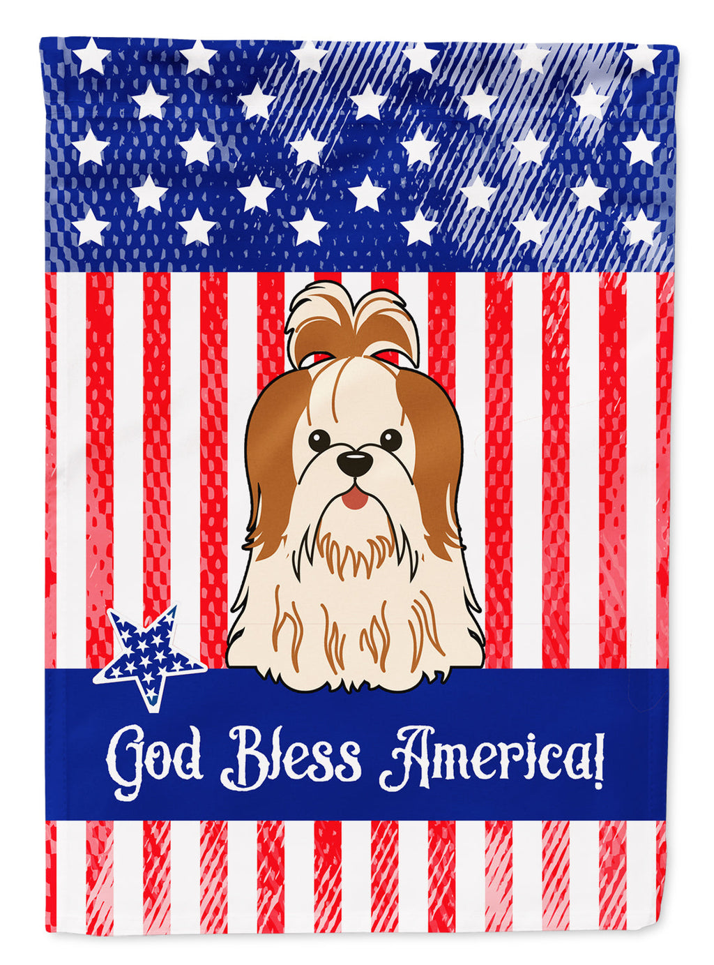 Patriotic USA Shih Tzu Red White Garden Flag Mailbox Decorative Yard Banner Outside Patio Artwork for Flower Beds, Garden Size, Multicolor