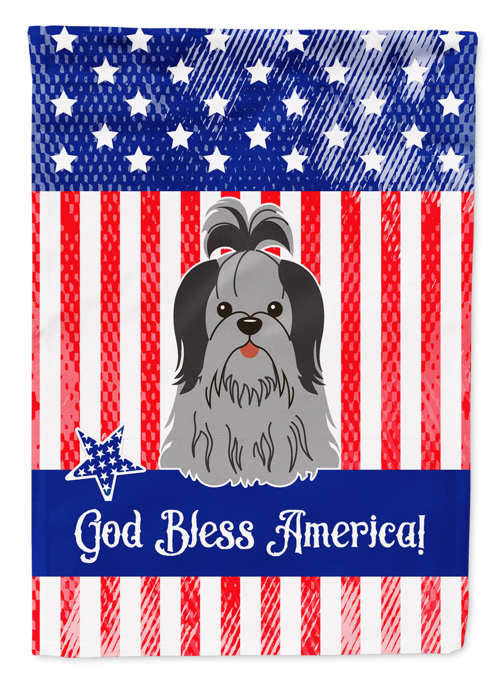 Patriotic USA Shih Tzu Black Silver Garden Flag Mailbox Decorative Yard Banner Outside Patio Artwork for Flower Beds, Garden Size, Multicolor