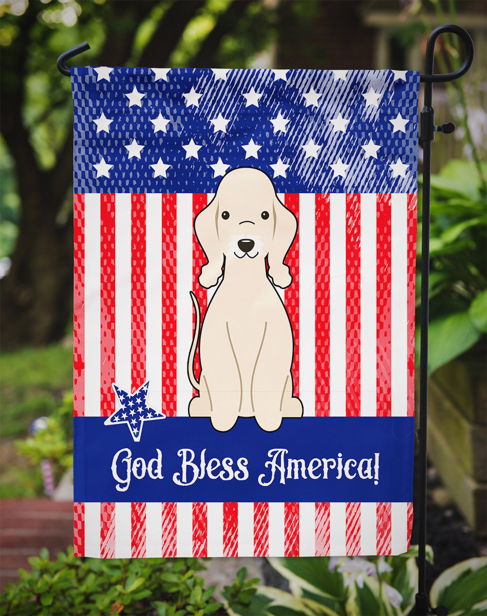 Patriotic USA Bedlington Terrier Sandy Garden Flag Mailbox Decorative Yard Banner Outside Patio Artwork for Flower Beds, Garden Size, Multicolor