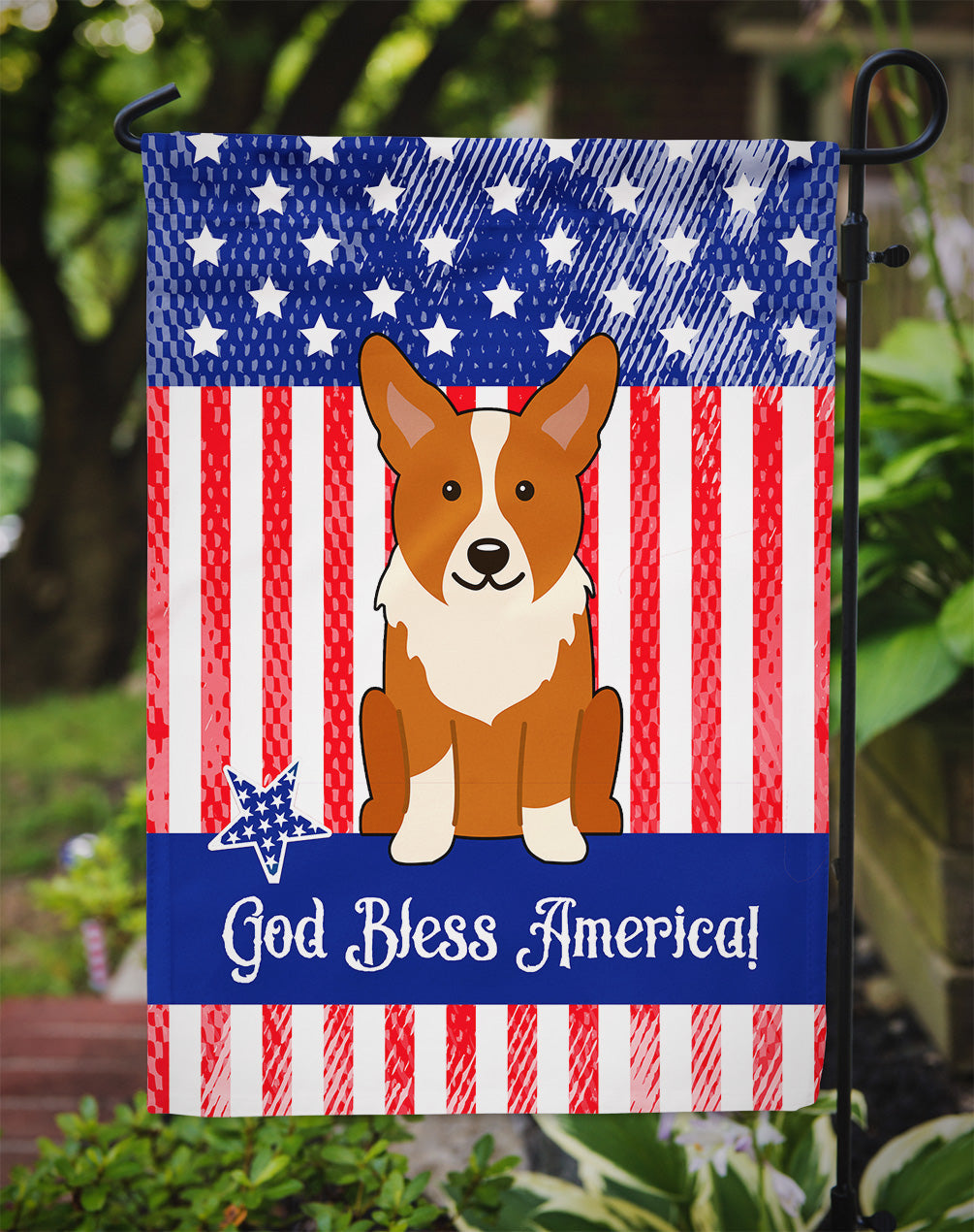 Patriotic USA Corgi Garden Flag Mailbox Decorative Yard Banner Outside Patio Artwork for Flower Beds, Garden Size, Multicolor