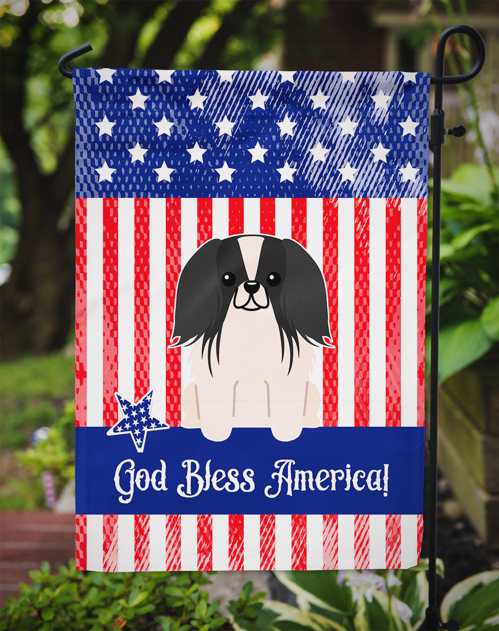 Patriotic USA Pekingese Black White Garden Flag Mailbox Decorative Yard Banner Outside Patio Artwork for Flower Beds, Garden Size, Multicolor