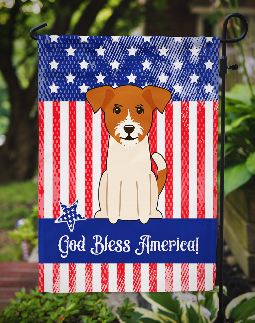 Patriotic USA Jack Russell Terrier Garden Flag Mailbox Decorative Yard Banner Outside Patio Artwork for Flower Beds, Garden Size, Multicolor