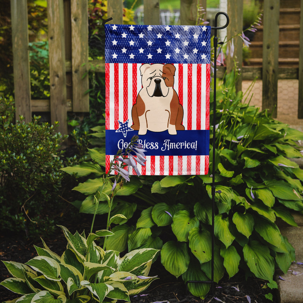 Patriotic USA English Bulldog Fawn White Garden Flag Mailbox Decorative Yard Banner Outside Patio Artwork for Flower Beds, Garden Size, Multicolor