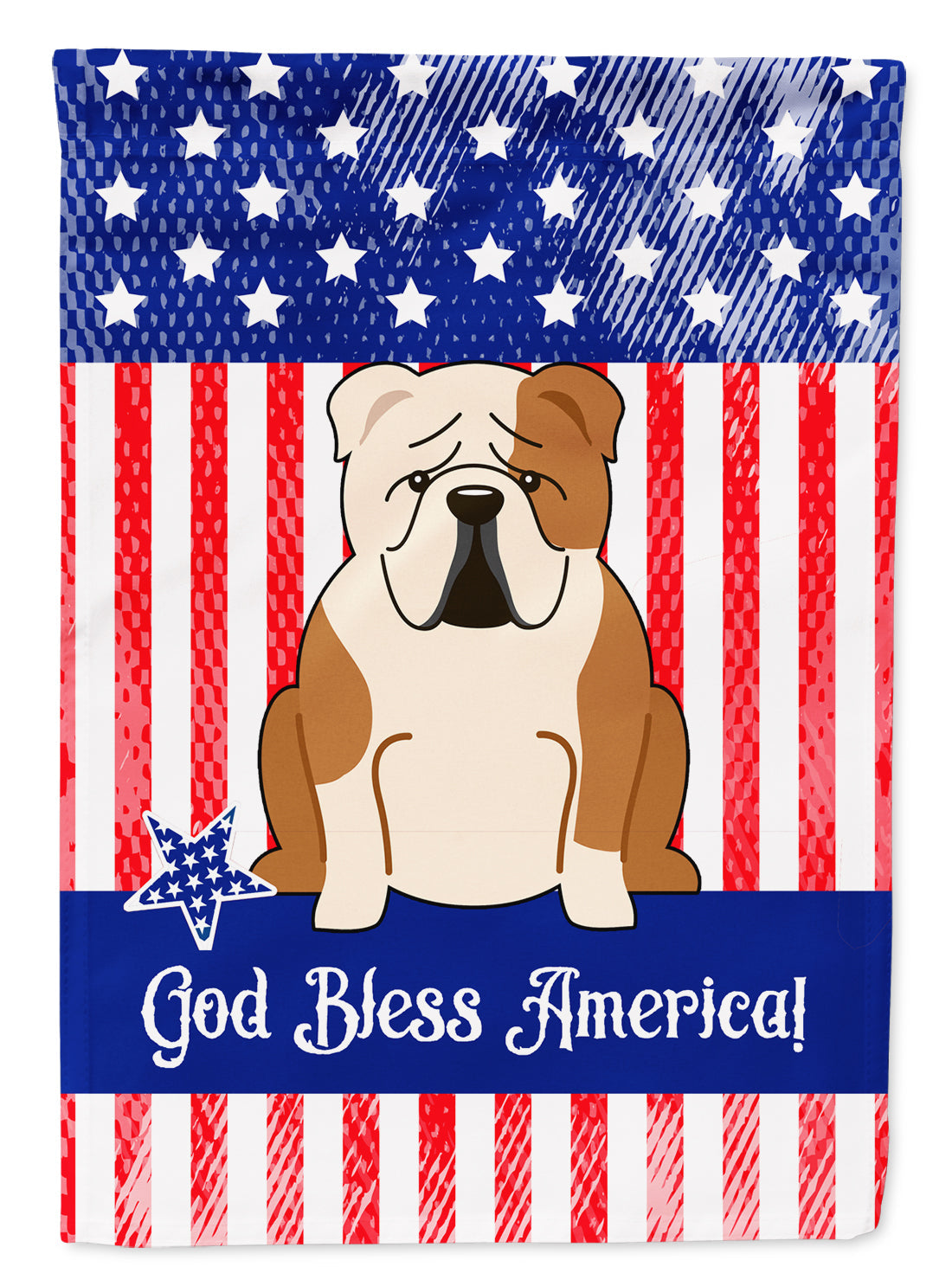 Patriotic USA English Bulldog Fawn White Garden Flag Mailbox Decorative Yard Banner Outside Patio Artwork for Flower Beds, Garden Size, Multicolor