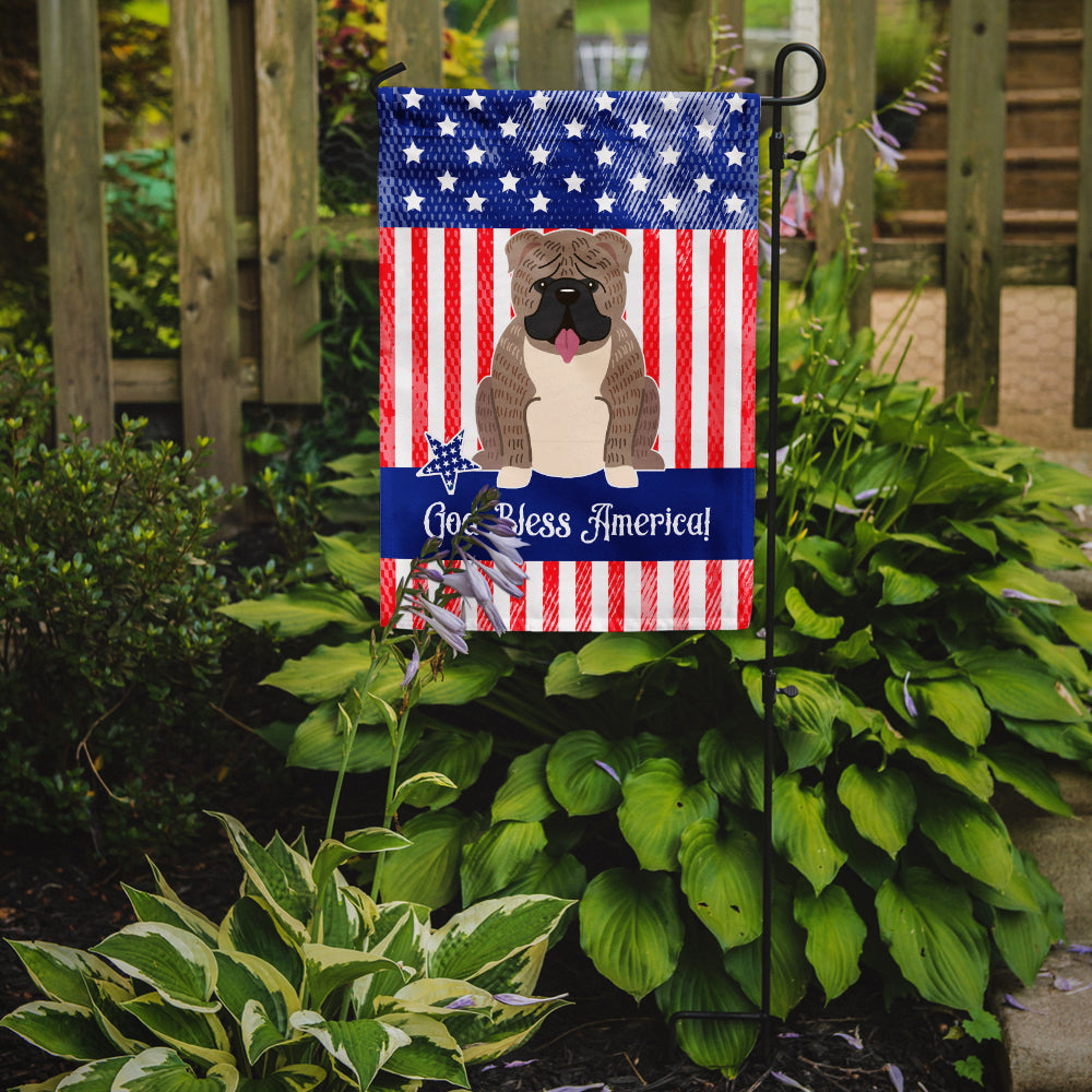 Patriotic USA English Bulldog Grey Brindle Garden Flag Mailbox Decorative Yard Banner Outside Patio Artwork for Flower Beds, Garden Size, Multicolor