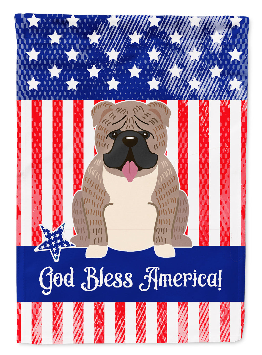 Patriotic USA English Bulldog Grey Brindle Garden Flag Mailbox Decorative Yard Banner Outside Patio Artwork for Flower Beds, Garden Size, Multicolor