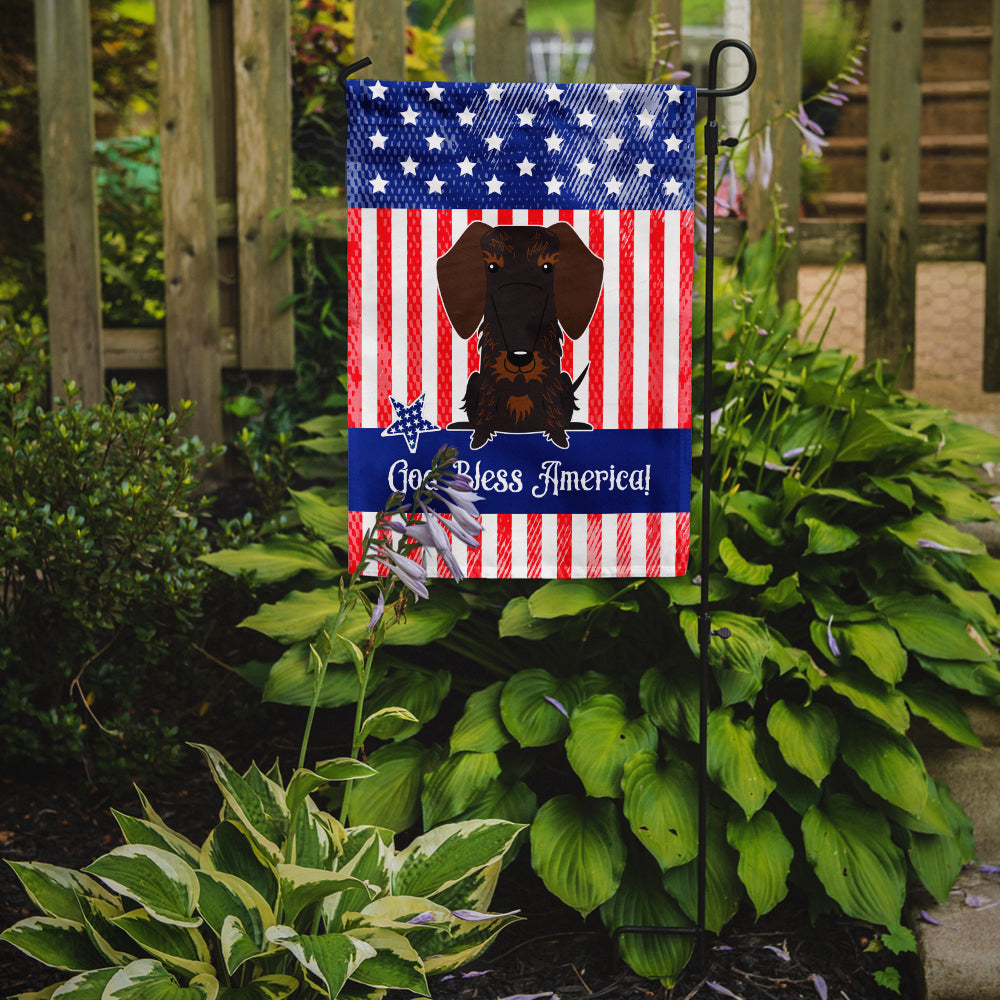 Patriotic USA Wire Haired Dachshund Chocolate Garden Flag Mailbox Decorative Yard Banner Outside Patio Artwork for Flower Beds, Garden Size, Multicolor