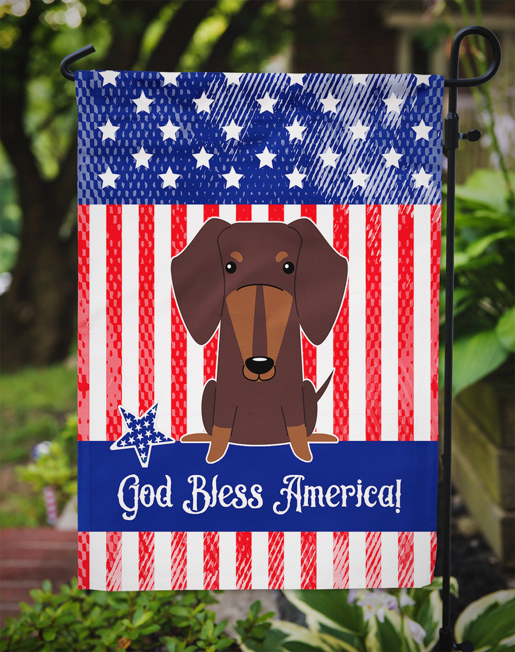 Patriotic USA Dachshund Chocolate Garden Flag Mailbox Decorative Yard Banner Outside Patio Artwork for Flower Beds, Garden Size, Multicolor