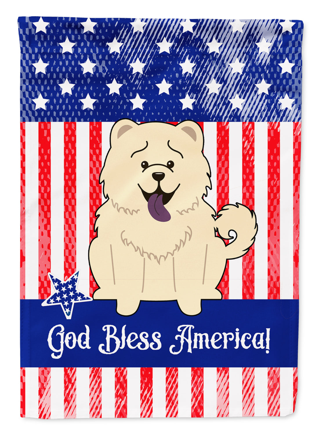 Patriotic USA Chow Chow White Garden Flag Mailbox Decorative Yard Banner Outside Patio Artwork for Flower Beds, Garden Size, Multicolor