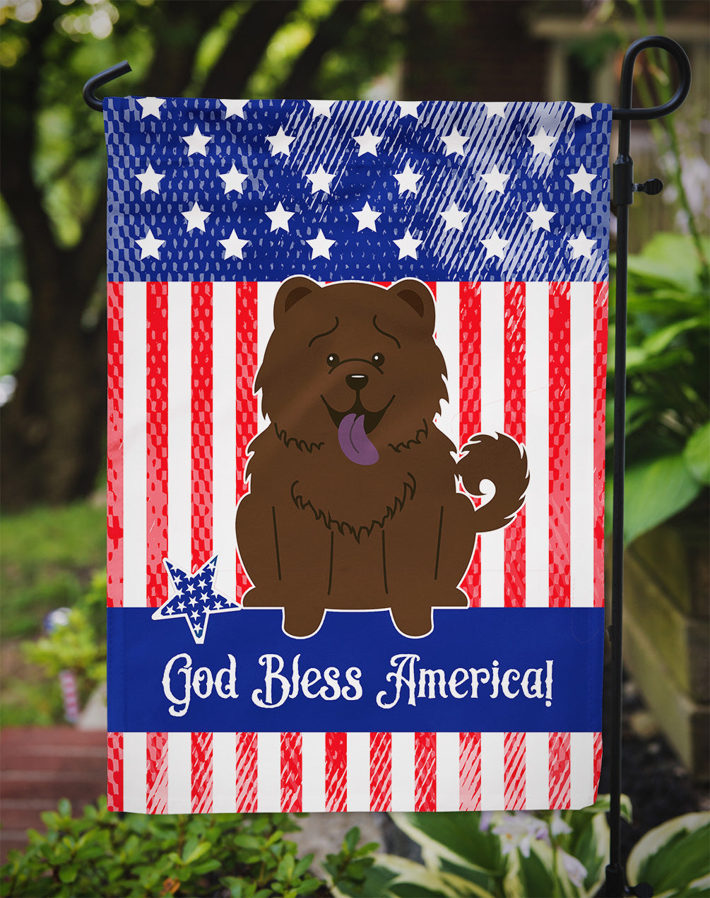 Patriotic USA Chow Chow Chocolate Garden Flag Mailbox Decorative Yard Banner Outside Patio Artwork for Flower Beds, Garden Size, Multicolor