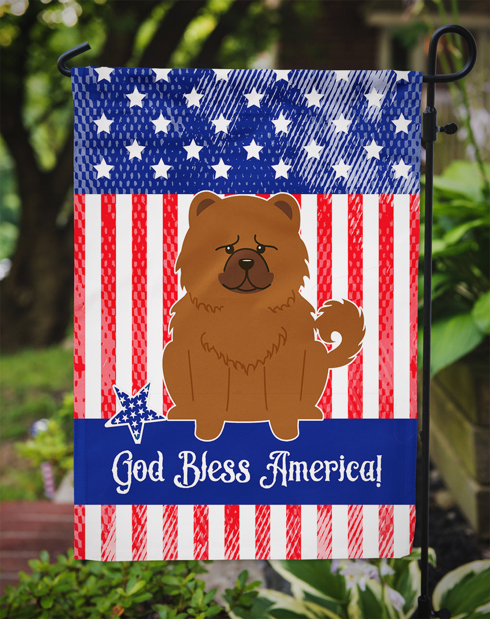Patriotic USA Chow Chow Red Garden Flag Mailbox Decorative Yard Banner Outside Patio Artwork for Flower Beds, Garden Size, Multicolor