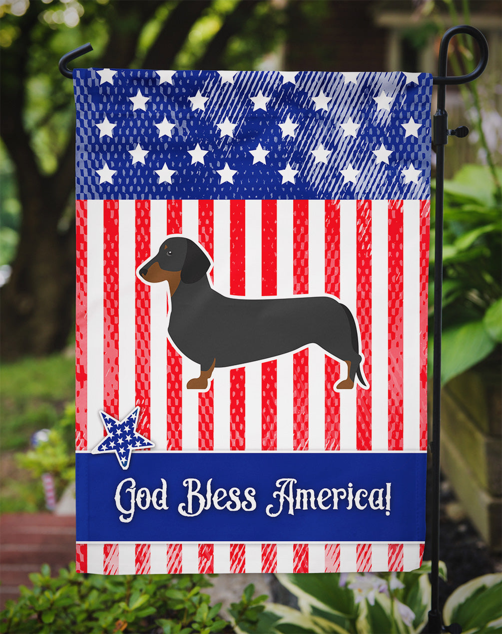 USA Patriotic Dachshund Garden Flag Mailbox Decorative Yard Banner Outside Patio Artwork for Flower Beds, Garden Size, Multicolor