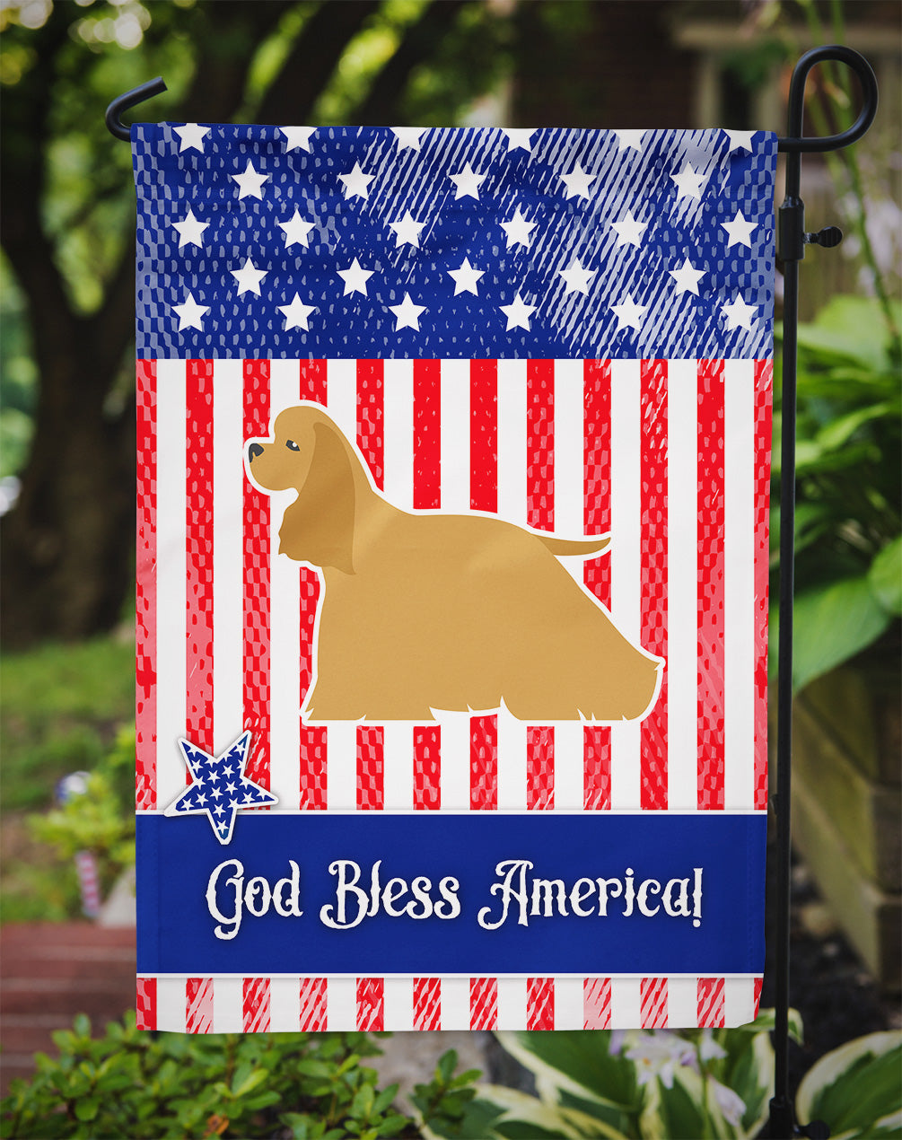 USA Patriotic Cocker Spaniel Garden Flag Mailbox Decorative Yard Banner Outside Patio Artwork for Flower Beds, Garden Size, Multicolor