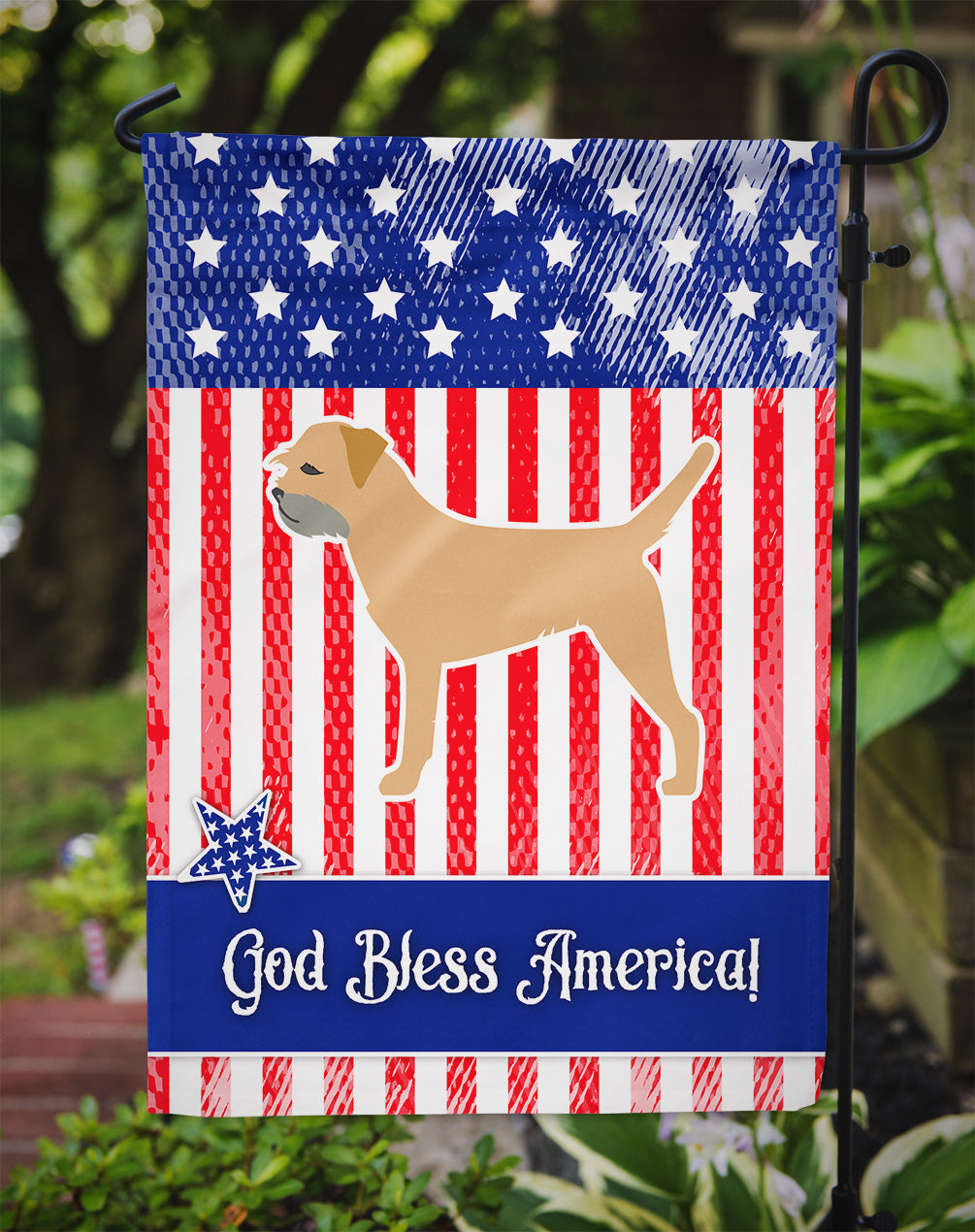 USA Patriotic Border Terrier Garden Flag Mailbox Decorative Yard Banner Outside Patio Artwork for Flower Beds, Garden Size, Multicolor