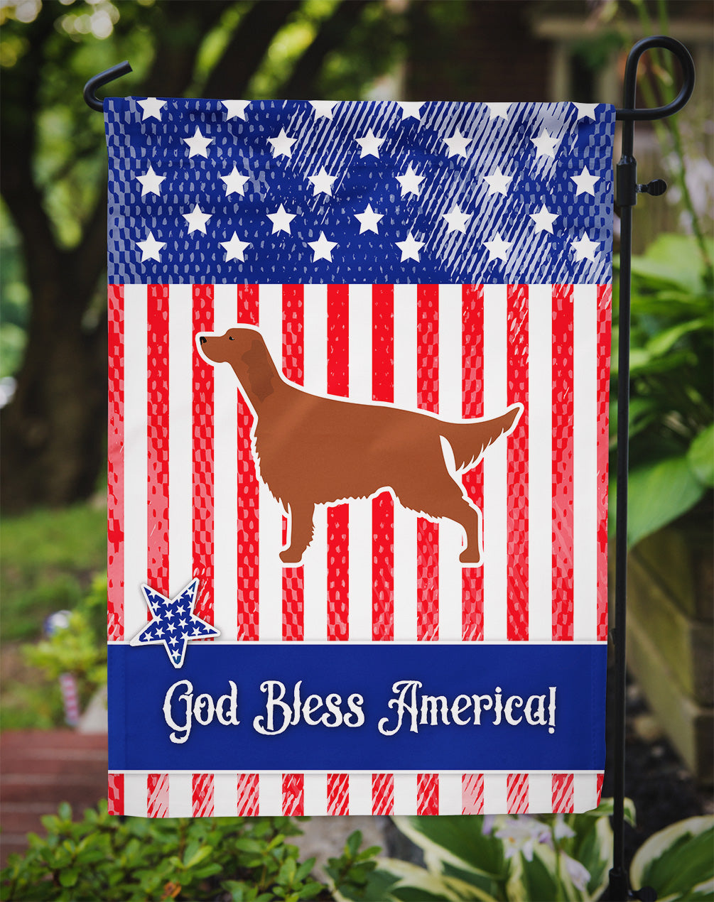 USA Patriotic Irish Setter Garden Flag Mailbox Decorative Yard Banner Outside Patio Artwork for Flower Beds, Garden Size, Multicolor