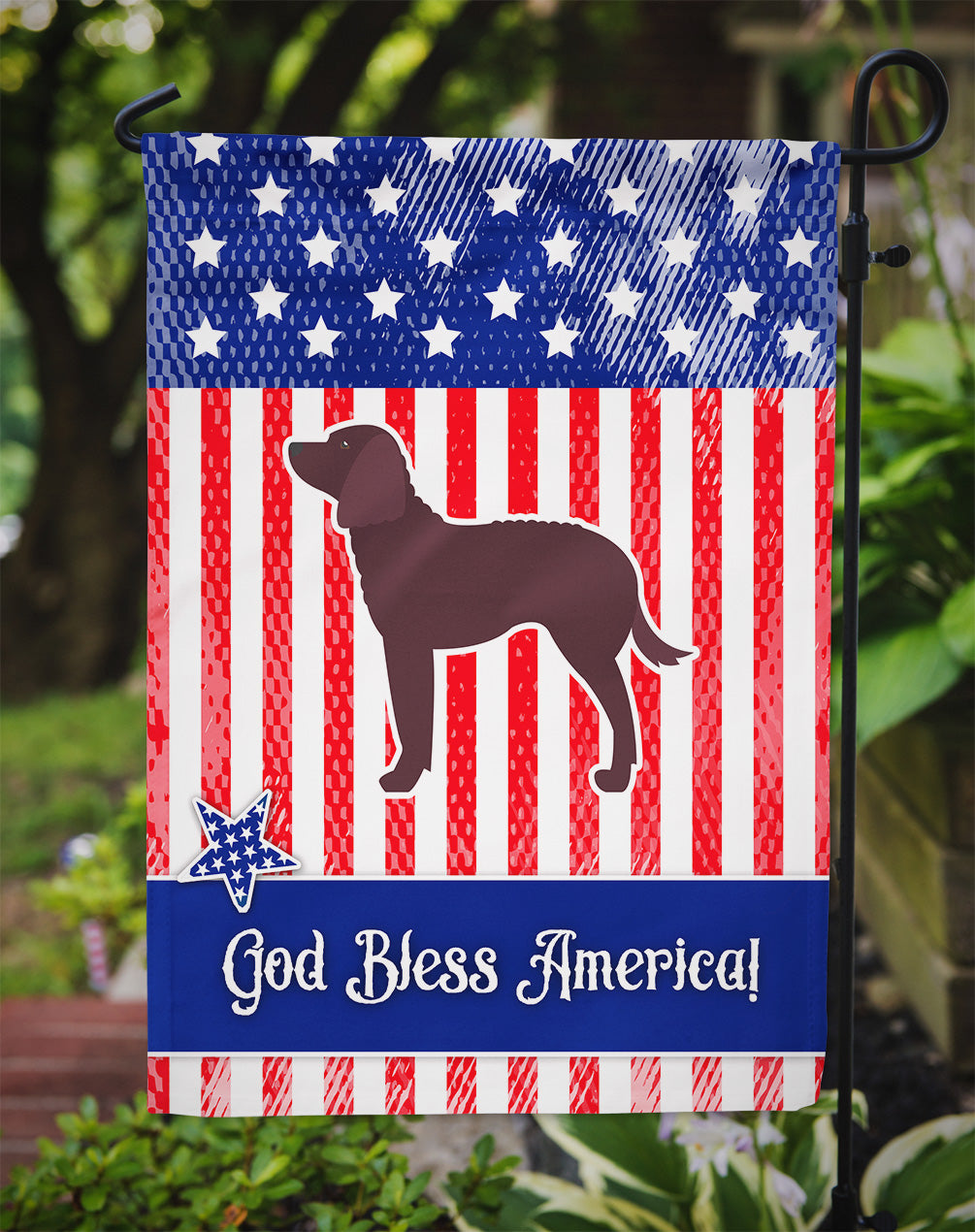 USA Patriotic American Water Spaniel Garden Flag Mailbox Decorative Yard Banner Outside Patio Artwork for Flower Beds, Garden Size, Multicolor