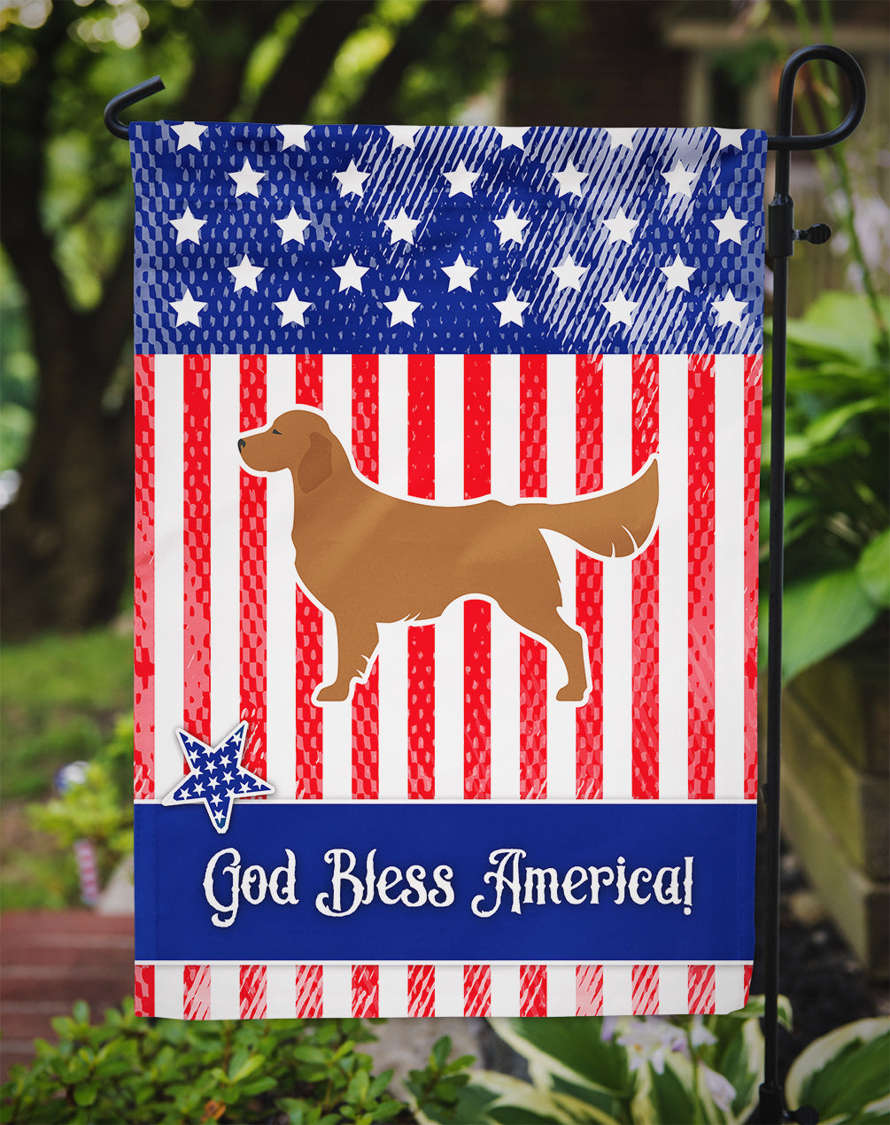 USA Patriotic Golden Retriever Garden Flag Mailbox Decorative Yard Banner Outside Patio Artwork for Flower Beds, Garden Size, Multicolor