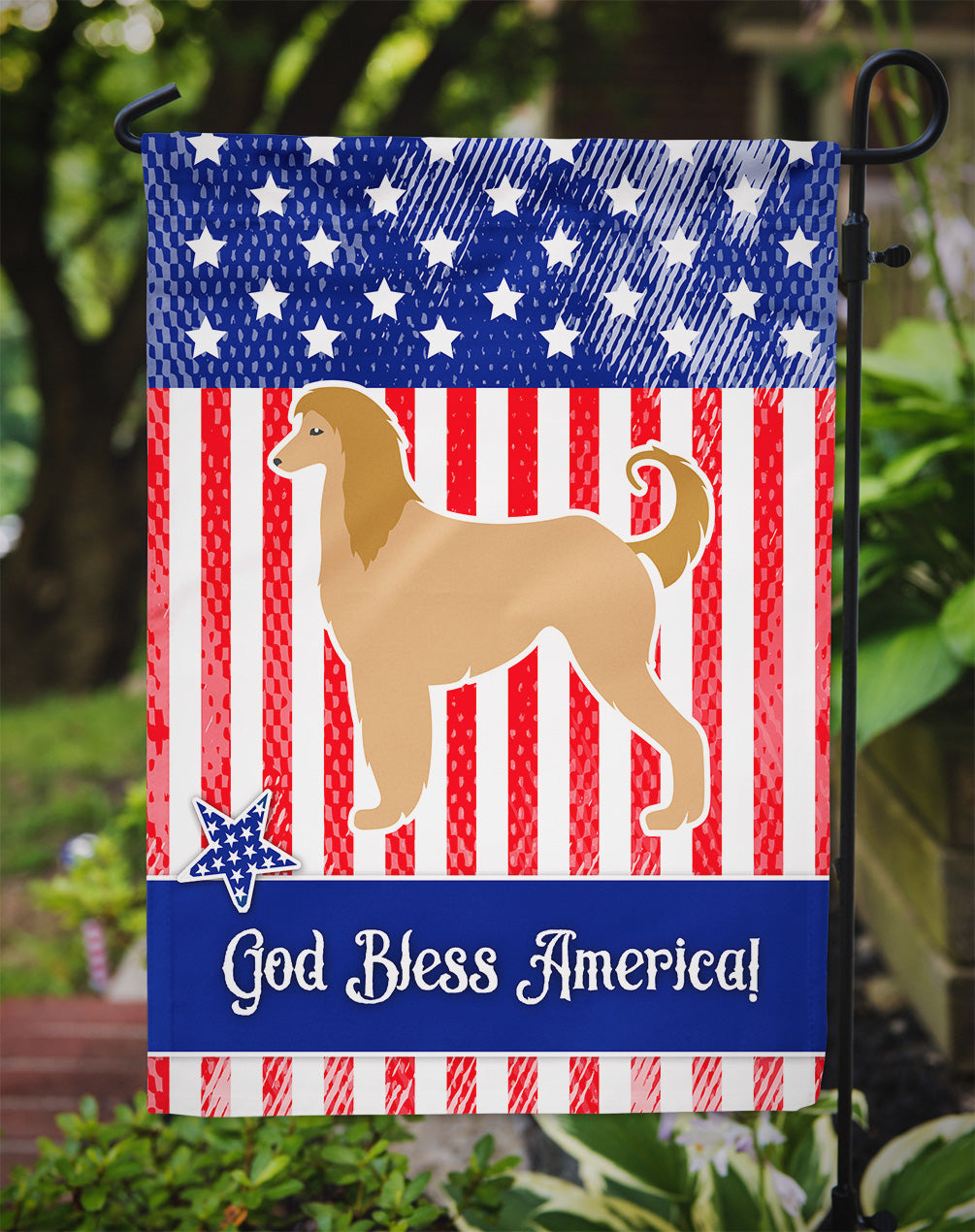 USA Patriotic Afghan Hound Garden Flag Mailbox Decorative Yard Banner Outside Patio Artwork for Flower Beds, Garden Size, Multicolor