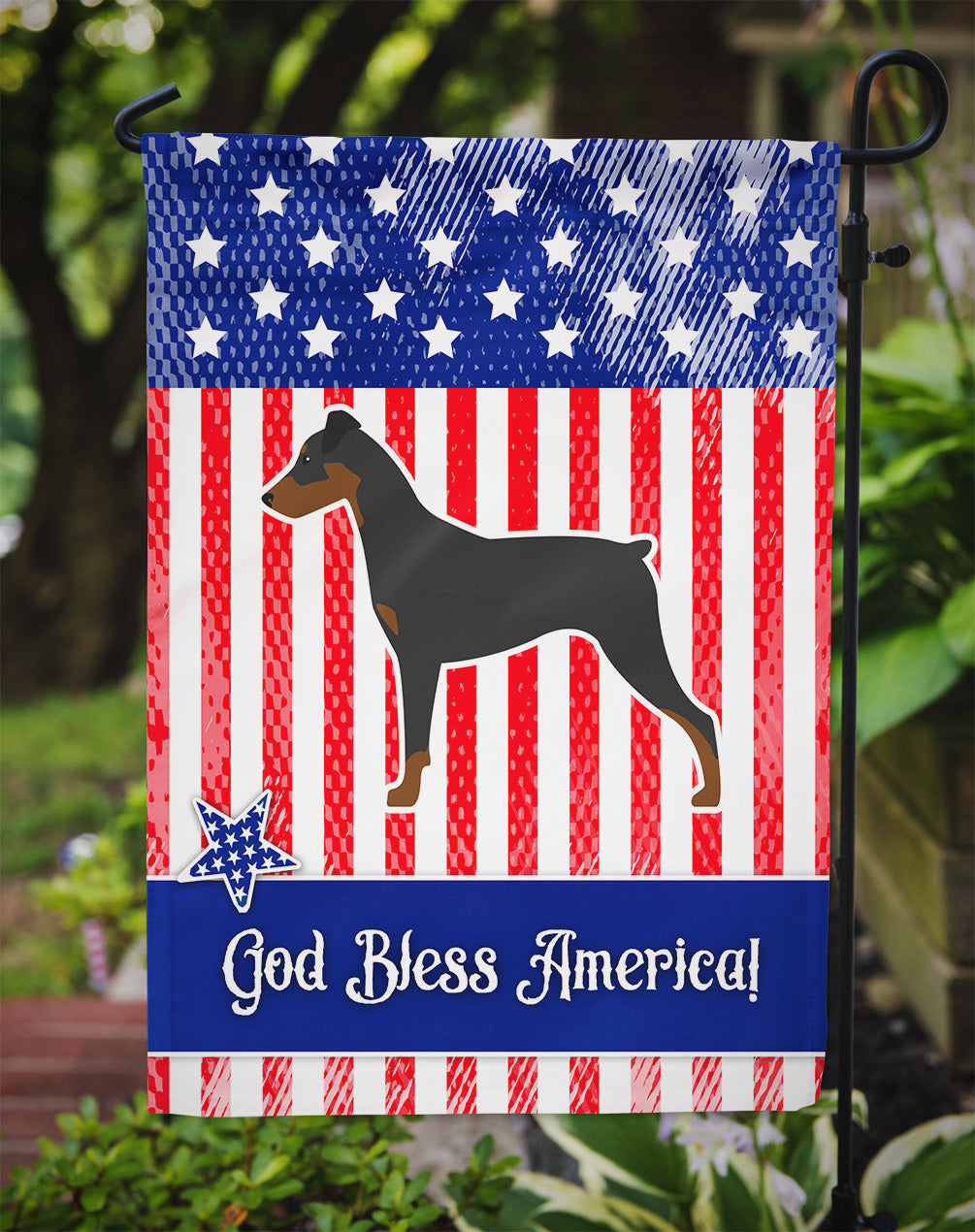USA Patriotic German Pinscher Garden Flag Mailbox Decorative Yard Banner Outside Patio Artwork for Flower Beds, Garden Size, Multicolor