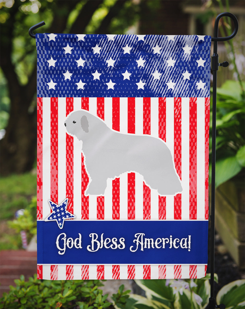 USA Patriotic Spanish Water Dog Garden Flag Mailbox Decorative Yard Banner Outside Patio Artwork for Flower Beds, Garden Size, Multicolor