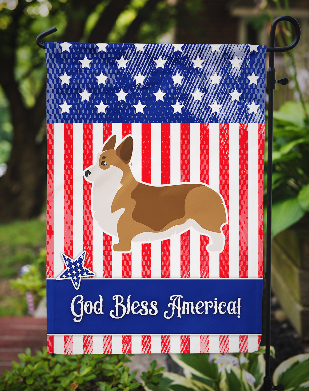 USA Patriotic Corgi Garden Flag Mailbox Decorative Yard Banner Outside Patio Artwork for Flower Beds, Garden Size, Multicolor