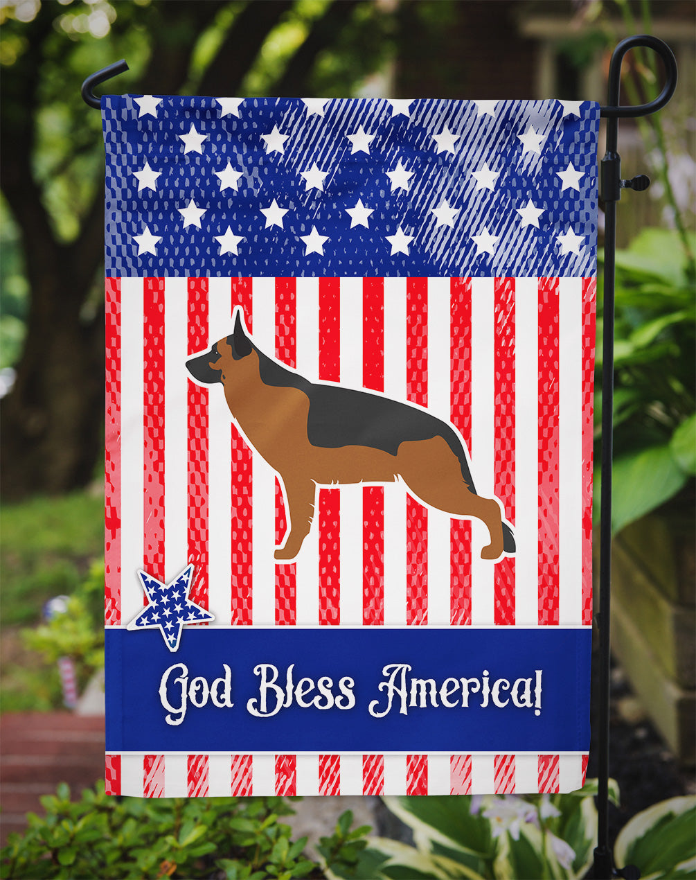 USA Patriotic German Shepherd Garden Flag Mailbox Decorative Yard Banner Outside Patio Artwork for Flower Beds, Garden Size, Multicolor