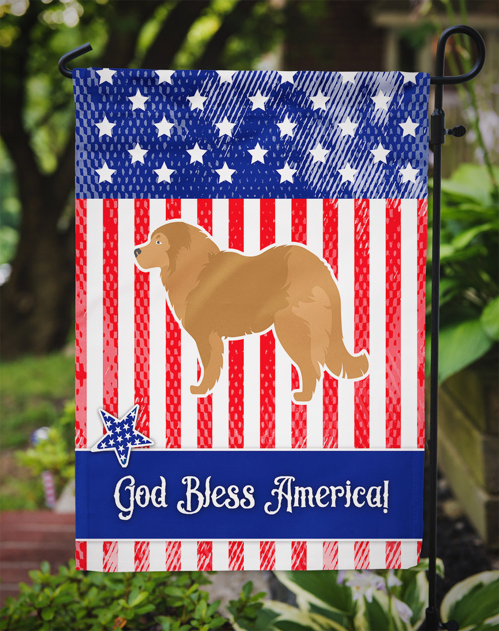 USA Patriotic Caucasian Shepherd Dog Garden Flag Mailbox Decorative Yard Banner Outside Patio Artwork for Flower Beds, Garden Size, Multicolor