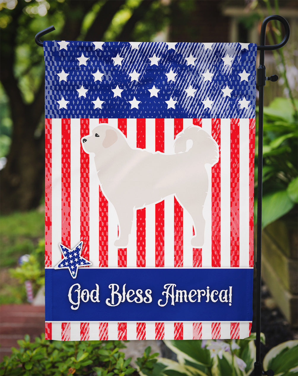 USA Patriotic Polish Tatra Sheepdog Garden Flag Mailbox Decorative Yard Banner Outside Patio Artwork for Flower Beds, Garden Size, Multicolor