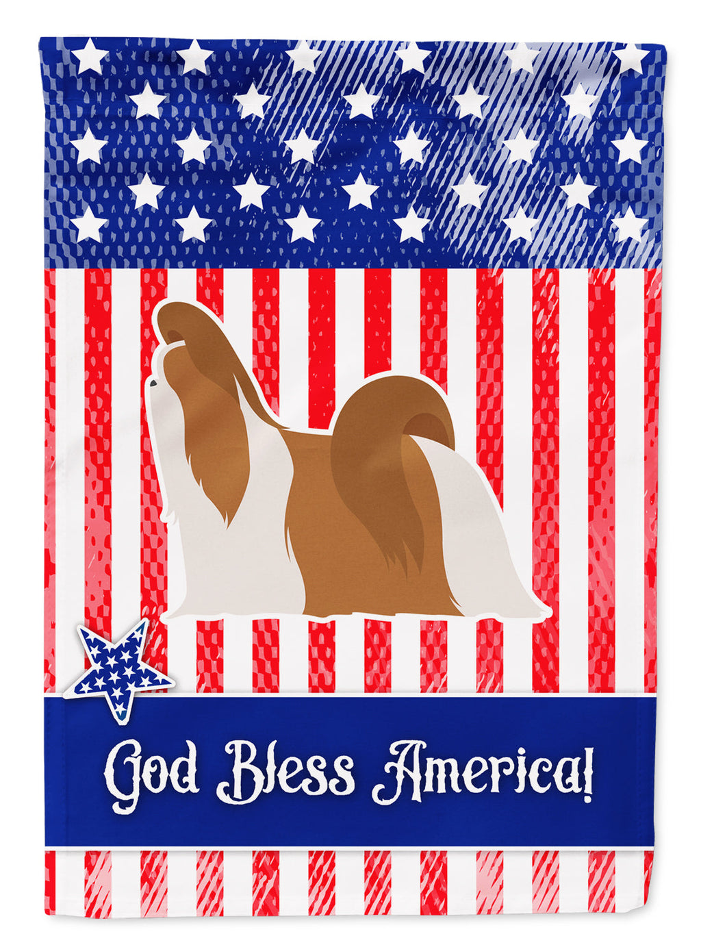 USA Patriotic Shih Tzu Garden Flag Mailbox Decorative Yard Banner Outside Patio Artwork for Flower Beds, Garden Size, Multicolor